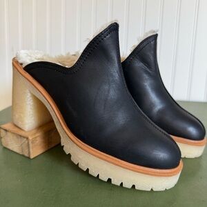 NWT Free People JAMES COZY Mules/Clogs in Soft Black Leather *Spain*